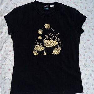Black and Gold Panda Graphic Tee